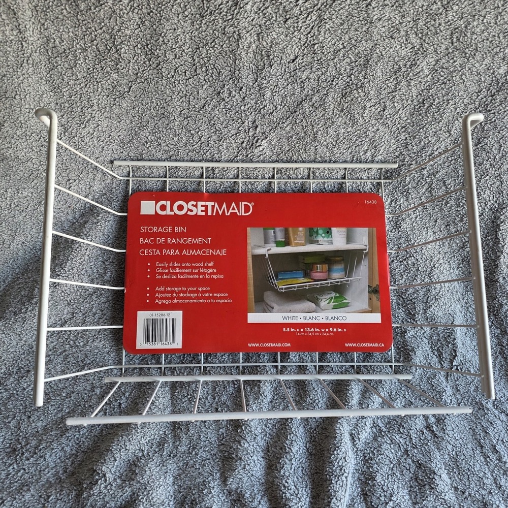 Closetmaid Storage Bin White Shelf Hanging Basket
